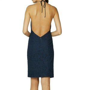 Fame and Partners Backless Blue Lace Halter-Neck Midi Cocktail Dress